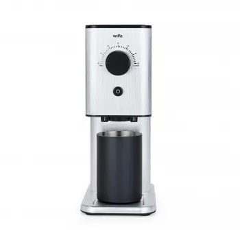 WILFA ZENSE ALUX macinacaffè - macine coniche, 40 gradi di macinatura, macine in acciaio inox, 130 W, nero/alluminio