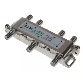AXING AX BVE 6-01 Distributore TV/SAT 6 vie, 75 Ohm, connettore F, pressofusione di zinco, nero