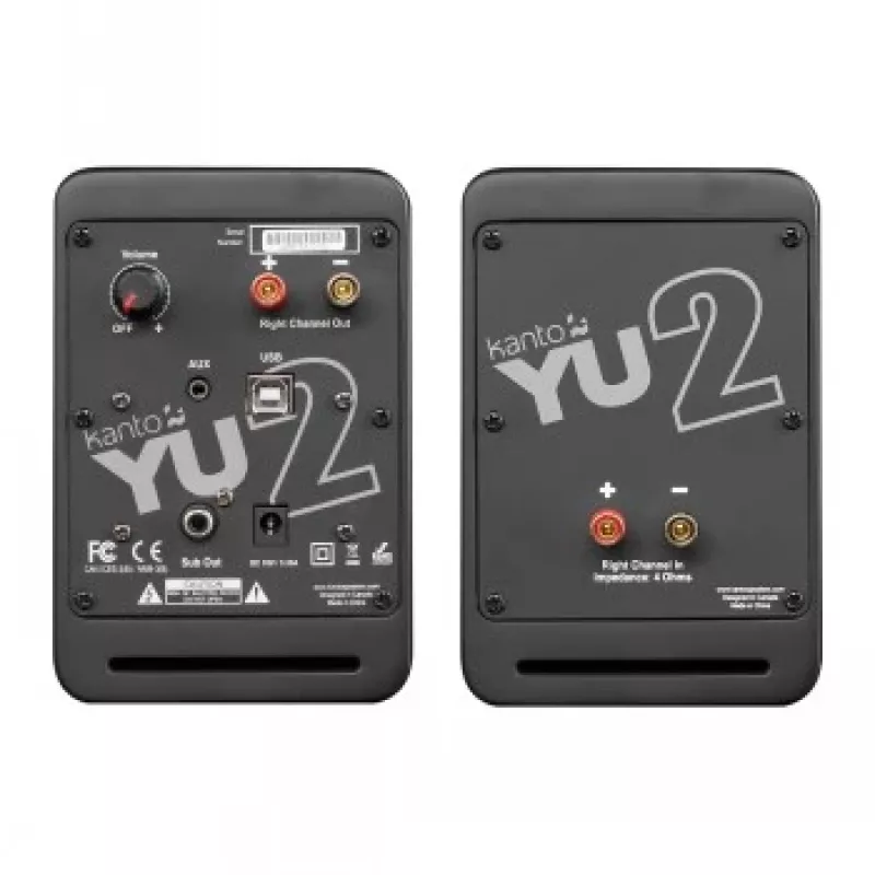 Kanto Audio YU2MB-CG diffusori attivi a 3 driver con USB-DAC e AUX da 3,5 mm - nero opaco (incl. cavo di alimentazione Type-C e G)