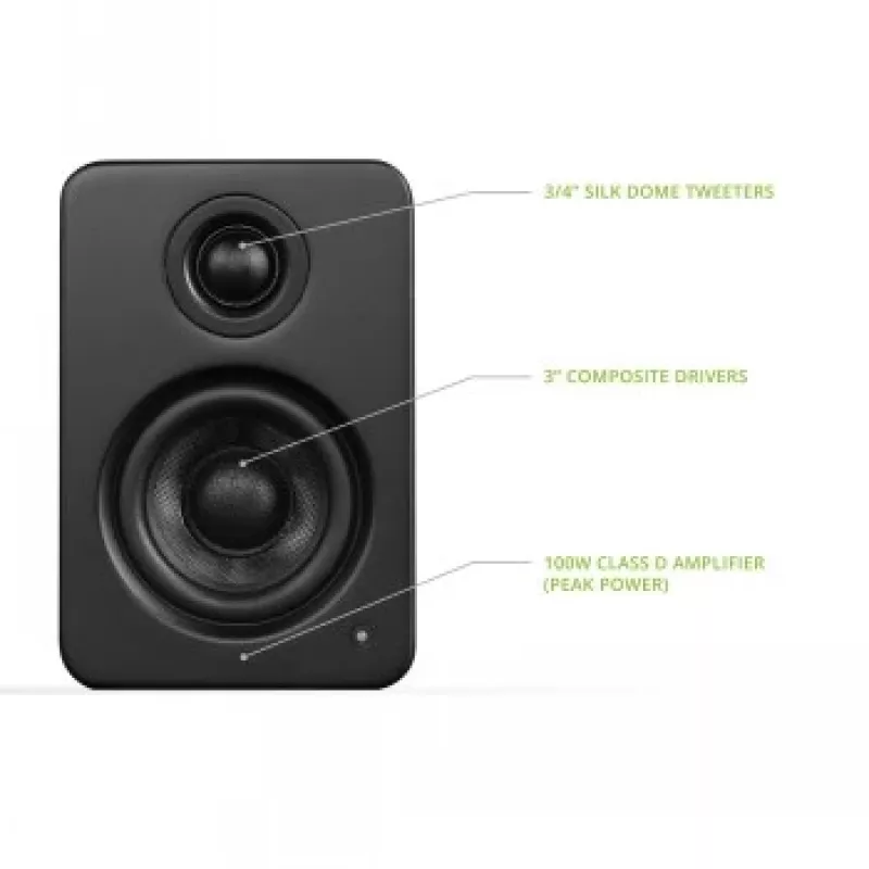 Kanto Audio YU2MB-CG diffusori attivi a 3 driver con USB-DAC e AUX da 3,5 mm - nero opaco (incl. cavo di alimentazione Type-C e G)