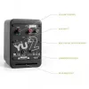 Kanto Audio YU2MB-CG diffusori attivi a 3 driver con USB-DAC e AUX da 3,5 mm - nero opaco (incl. cavo di alimentazione Type-C e G)