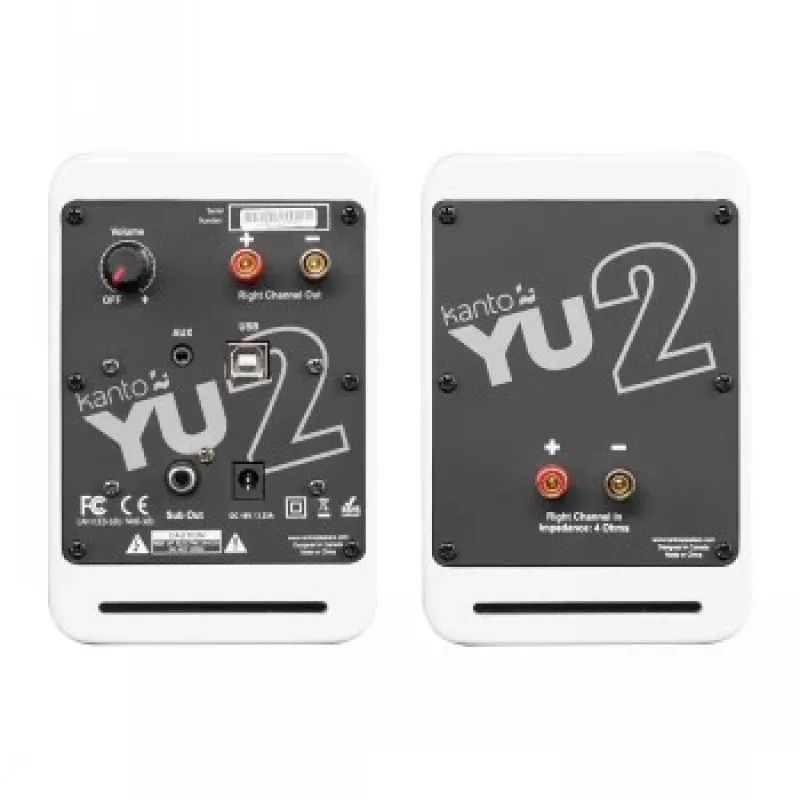 KANTO AUDIO YU2MW-CG diffusori attivi da scaffale con USB-DAC e AUX da 3,5 mm - bianco opaco (incl. cavo di alimentazione Type-C e G)