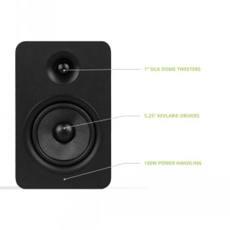 KANTO AUDIO YUP6 diffusori passivi da scaffale coppia - tweeter a cupola in seta da 1 pollice e woofer in Kevlar da 5,25 pollici - nero
