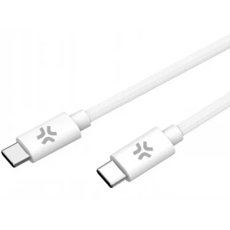 CELLY USBCUSBCCOTT - cavo USB-C a USB-C in tessuto di cotone bianco (Power Delivery)