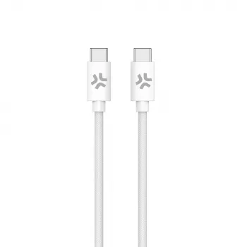 CELLY USBCUSBCCOTT - cavo USB-C a USB-C in tessuto di cotone bianco (Power Delivery)