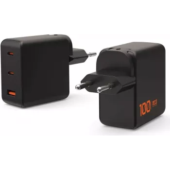 UAG SRGE Charger 100W caricabatterie da parete GaN con 2x USB-C e 1x USB-A, spina EU/UK/US (nero)