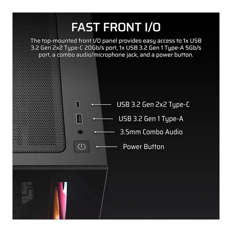 Corsair 2800X RS-R ARGB case PC Micro-ATX, vetro temperato, nero, 3 ventole RS120-R ARGB