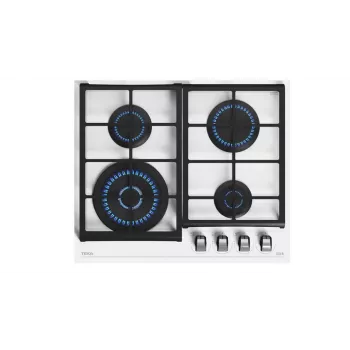 TEKA GZC 64320 XBC WH piano cottura a gas - vetro temperato bianco, 4 fuochi con bruciatore wok