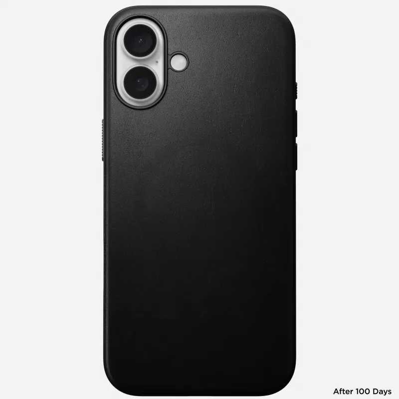 Custodia in pelle Nomad Modern per iPhone 16 Plus - nero