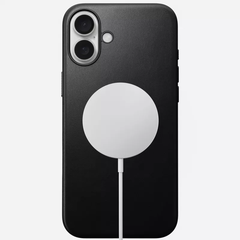 Custodia in pelle Nomad Modern per iPhone 16 Plus - nero