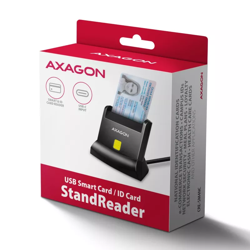 AXAGON CRE-SM4NC lettore di smart card USB-C da scrivania - nero