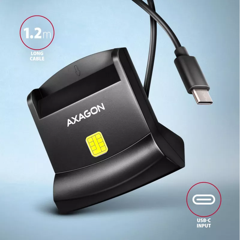 AXAGON CRE-SM4NC lettore di smart card USB-C da scrivania - nero