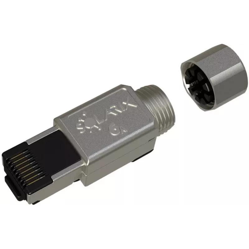 SOLARIX connettore industriale RJ45 Cat.6A STP tool-less, 1 pz., nero/argento