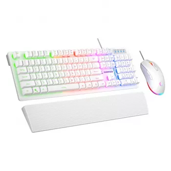 Rampage Fortuna set tastiera e mouse con filo bianco