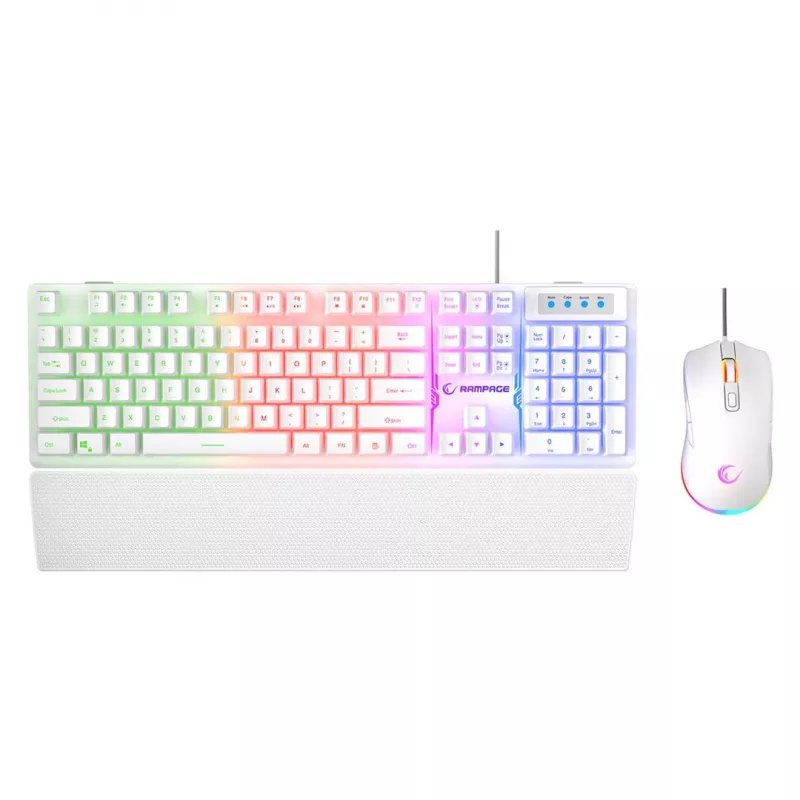 Rampage Fortuna set tastiera e mouse con filo bianco