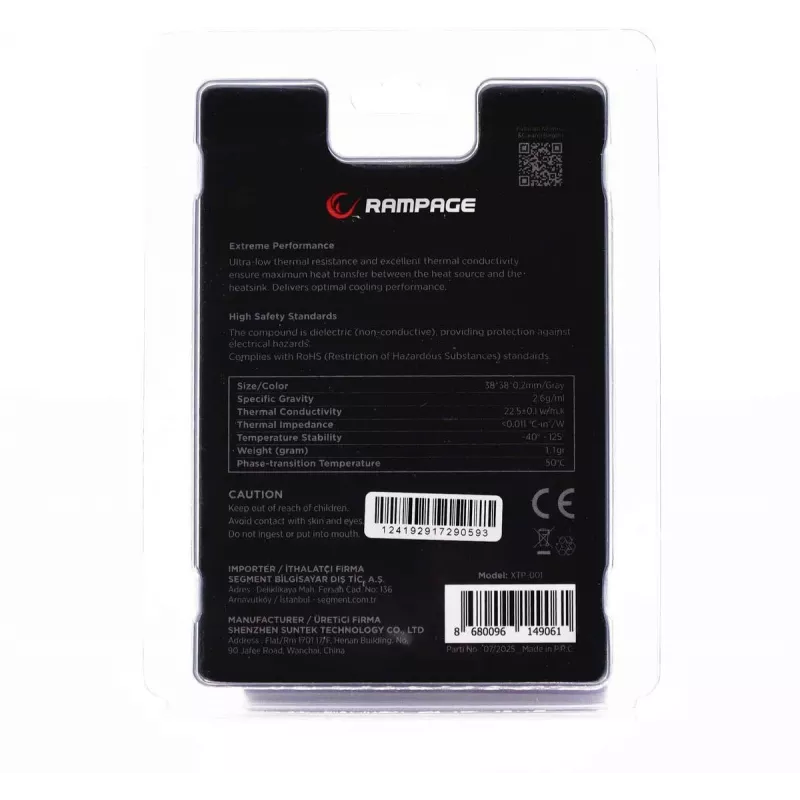 Rampage Termopad XTP-001 pad termico 38×38×0,2 mm PTM