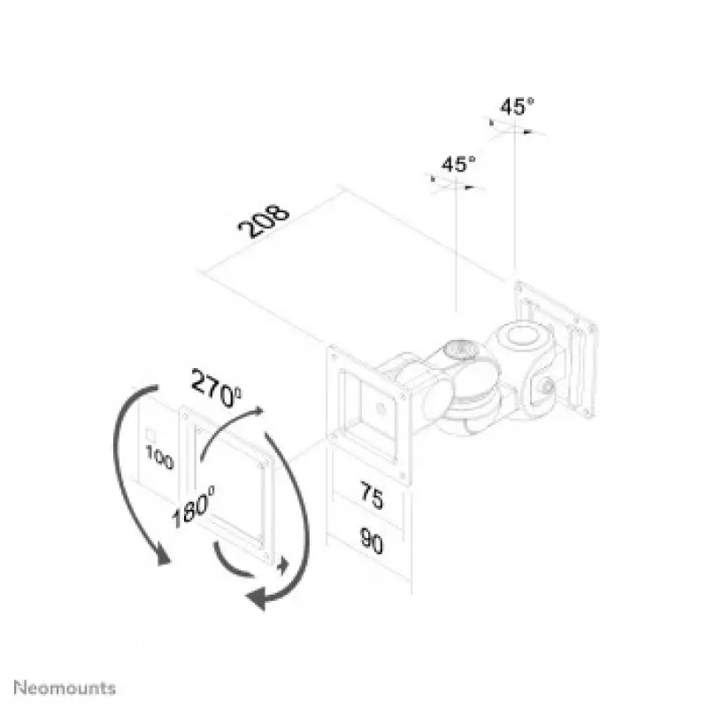 NEOMOUNTS NEWSTAR supporto a parete per schermo piatto (1 orientabile e inclinabile) 10-30 argento