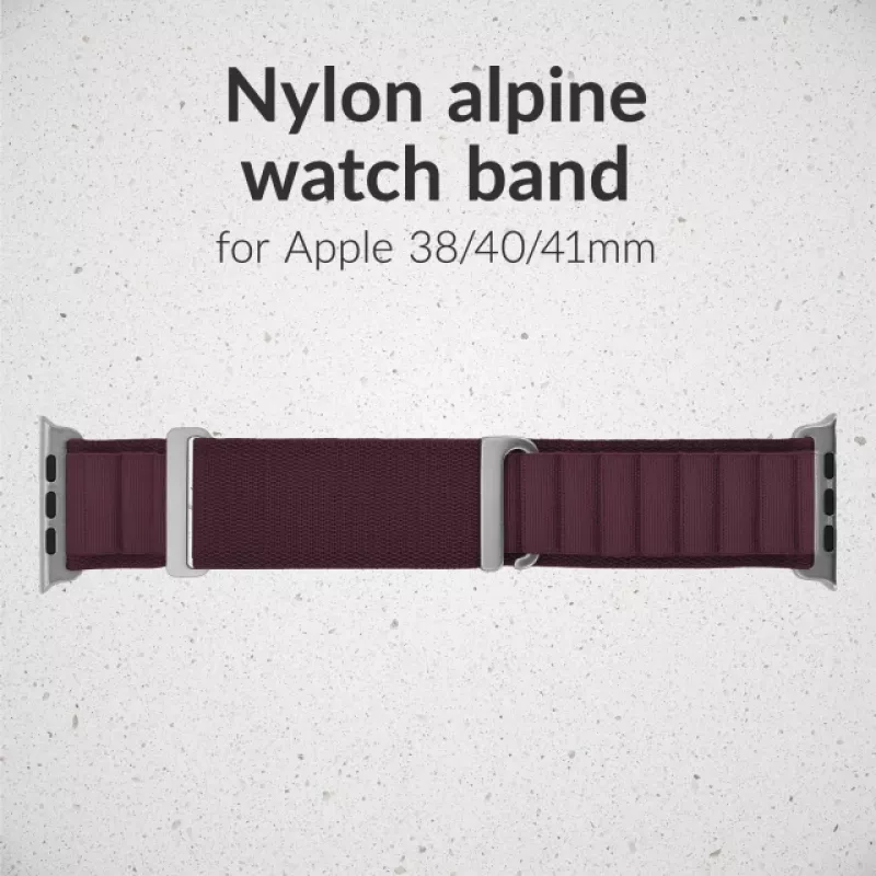 Mobilize cinturino in nylon per Watch - Alpine - connettore in titanio - per Apple 38/40/41mm - Bordeaux