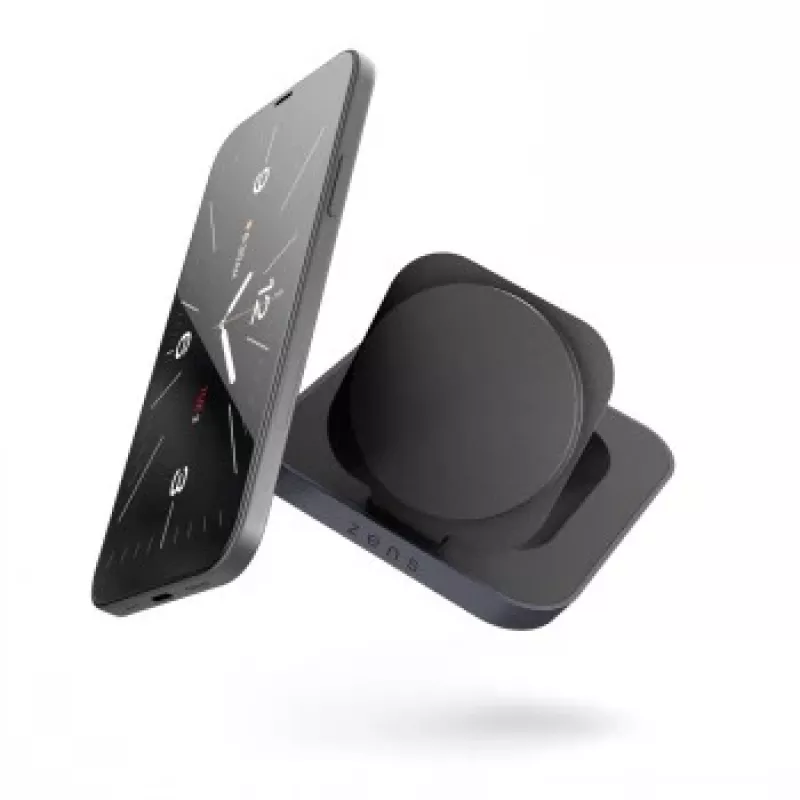 ZENS Magnetic Nightstand Charger - supporto di ricarica wireless 20W per iPhone e AirPods (nero)