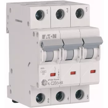 EATON HN-C20/3 interruttore automatico modulare MCB, 20A, 3 poli, curva C, 6kA