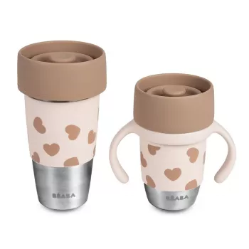 Beaba Mini & Me BigLove Set di bicchieri in acciaio inox per mamma e bambino 360° bicchieri da allenamento 2 pezzi