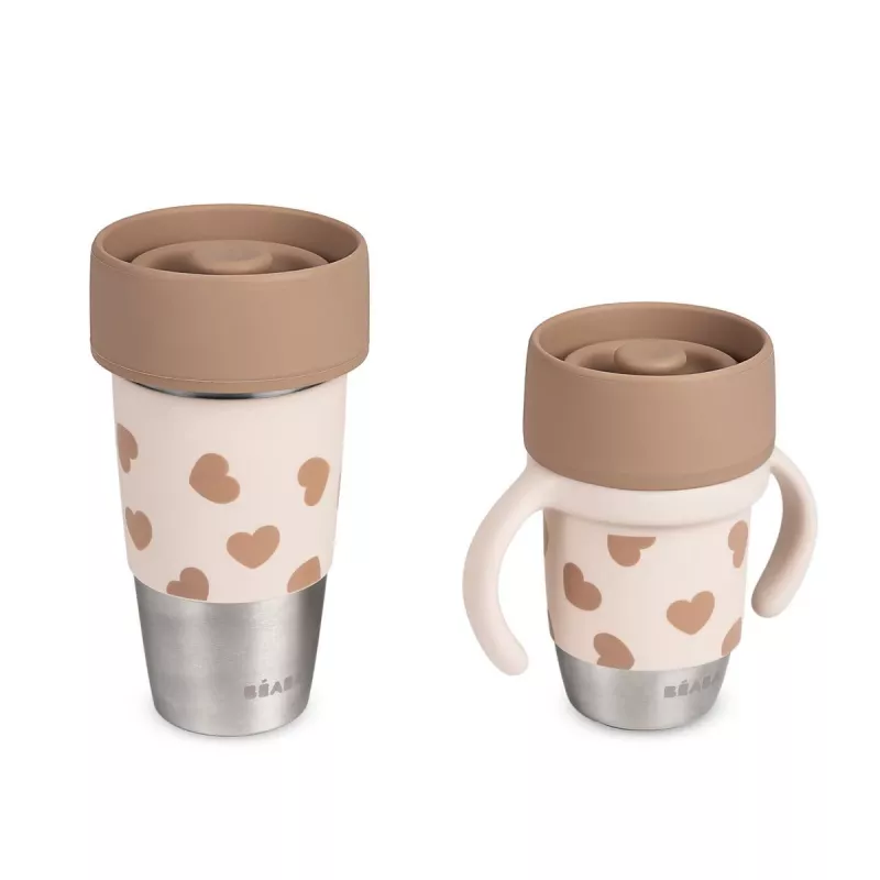 Beaba Mini & Me BigLove Set di bicchieri in acciaio inox per mamma e bambino 360° bicchieri da allenamento 2 pezzi
