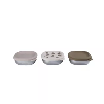 Beaba BigLove Set di contenitori in acciaio inox con coperchi in silicone, 3 pezzi