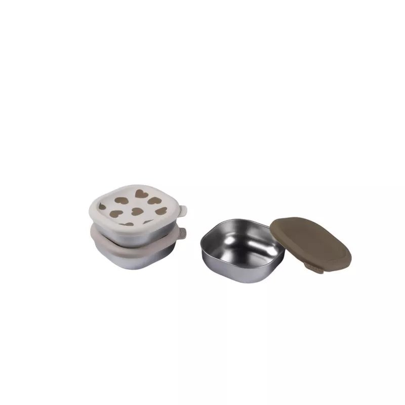 Beaba BigLove Set di contenitori in acciaio inox con coperchi in silicone, 3 pezzi
