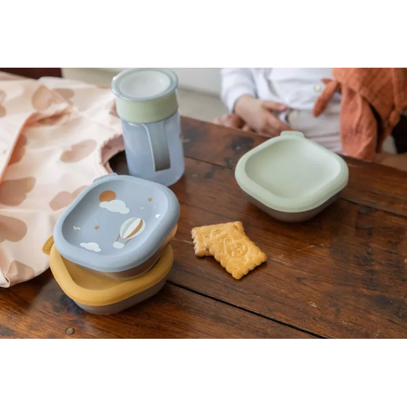 Beaba Set di contenitori per alimenti in acciaio inox con coperchi in silicone, 3 pezzi, Adventure Collection