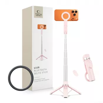 Asta selfie con treppiede Bluetooth MagSafe TECH-PROTECT L11S rosa