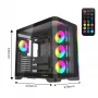 Case per PC gaming mid tower Rampage LYRON, 7x ventole ARGB PWM, vetro temperato, nero