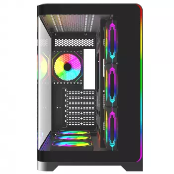 Case per PC gaming mid tower Rampage LYRON, 7x ventole ARGB PWM, vetro temperato, nero