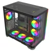 Case per PC gaming mid tower Rampage LYRON, 7x ventole ARGB PWM, vetro temperato, nero