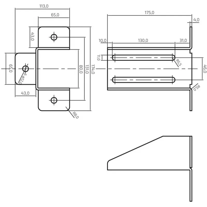 PSG Staffa di montaggio per supporto dispositivo di scorrimento, nero (RAL 9005) 60.013.9005