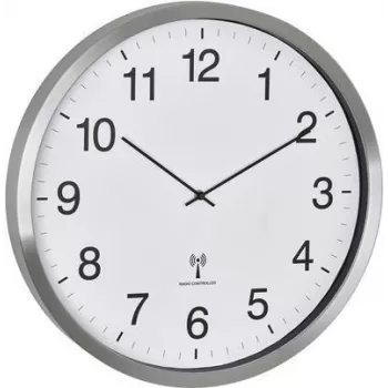 TFA Dostmann 60.3548.02 Orologio da parete radiocontrollato XXL 508 mm x 65 mm bianco argento display grande