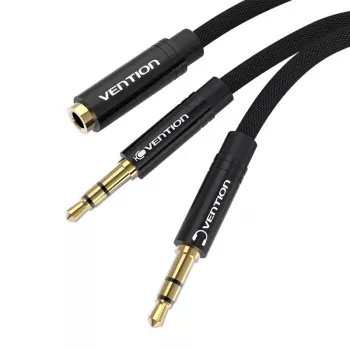 Vention BBLBAB cavo splitter audio 3,5 mm, femmina a 2x maschio, 0,6 m, nero
