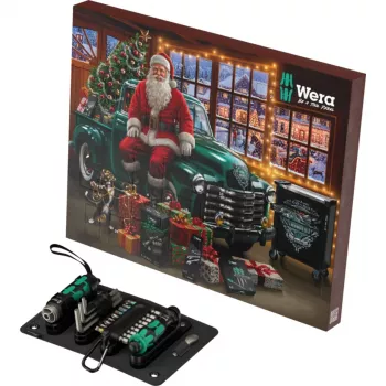 Wera 2026 Adventskalender set da 24 pezzi con cacciaviti Kraftform, bit, supporto Rapidaptor e scatola in tessuto