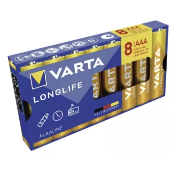 VARTA Longlife AAA LR03 Micro batterie alcaline, confezione da 8, 1,5 V, blister