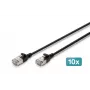 DIGITUS CAT 6A F-FTP cavo patch slim, 0,5 m, nero, confezione da 10, LSZH, 10Gbps, RJ45