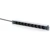 DIGITUS ciabatta 9 prese Schuko con profilo in alluminio, montaggio rack 1U, cavo 2m, 16A, 3680W, nero/argento