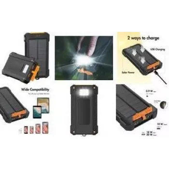 LogiLink power bank solare 10000 mAh, 20 W, nero/arancione