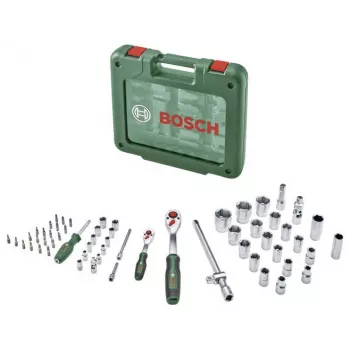 Bosch set da 60 pezzi di chiavi a cricchetto e a bussola con valigetta, 1/4