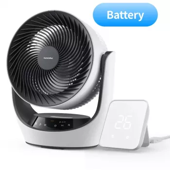 SwitchBot ventilatore intelligente a circolazione a batteria con 100 livelli di velocità, oscillazione orizzontale 90° e verticale 100°, Bluetooth e Wi-Fi (hub richiesto), bianco