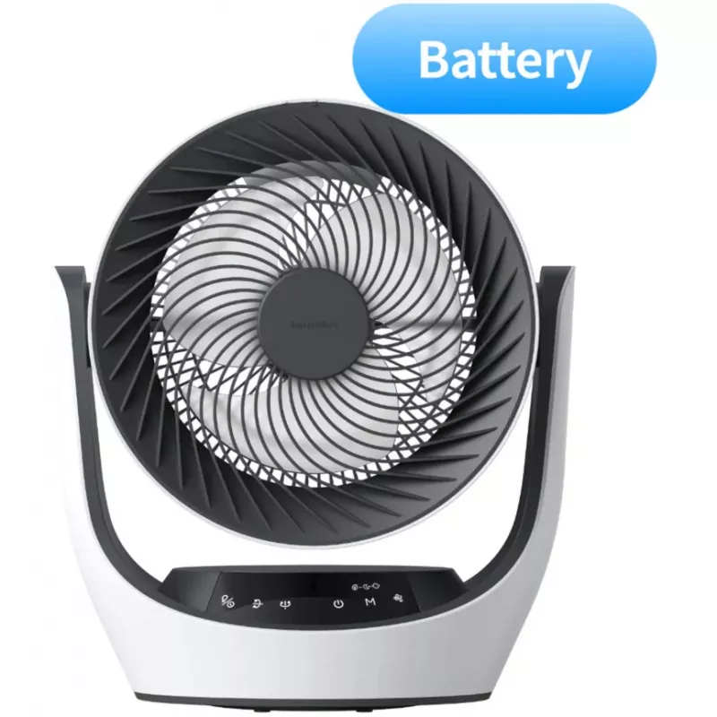 SwitchBot ventilatore intelligente a circolazione a batteria con 100 livelli di velocità, oscillazione orizzontale 90° e verticale 100°, Bluetooth e Wi-Fi (hub richiesto), bianco