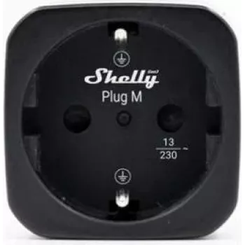 Shelly Plug M Gen3 presa smart nera con monitoraggio energia, 13A, Wi-Fi e Bluetooth