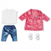 ZAPF CREATION BABY born set cappotto Sarah Engels 43cm - outfit per bambola rosa/grigio/bianco, 3 pezzi