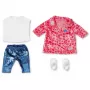ZAPF CREATION BABY born set cappotto Sarah Engels 43cm - outfit per bambola rosa/grigio/bianco, 3 pezzi