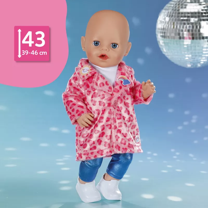ZAPF CREATION BABY born set cappotto Sarah Engels 43cm - outfit per bambola rosa/grigio/bianco, 3 pezzi