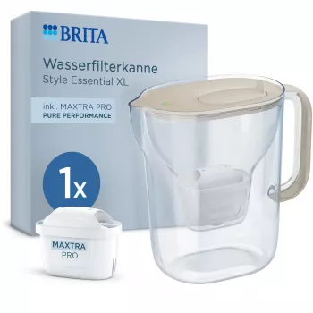BRITA Style Essential XL Caraffa filtrante 3,6L Bianco + MAXTRA PRO Pure Performance Sand