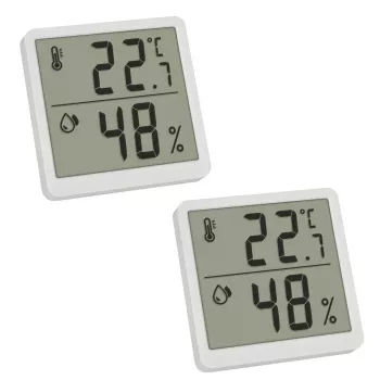 TFA 30.5059.02.02 Set termoigrometro digitale da 2 pezzi, bianco/argento